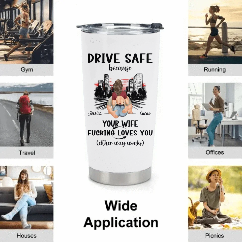 Customized Safe Driving Reminder Car Cup - Personalized Name and Character Safe Driving Themed Couple's Car Cup - A Gift For Husband,Boyfriend - Joliny