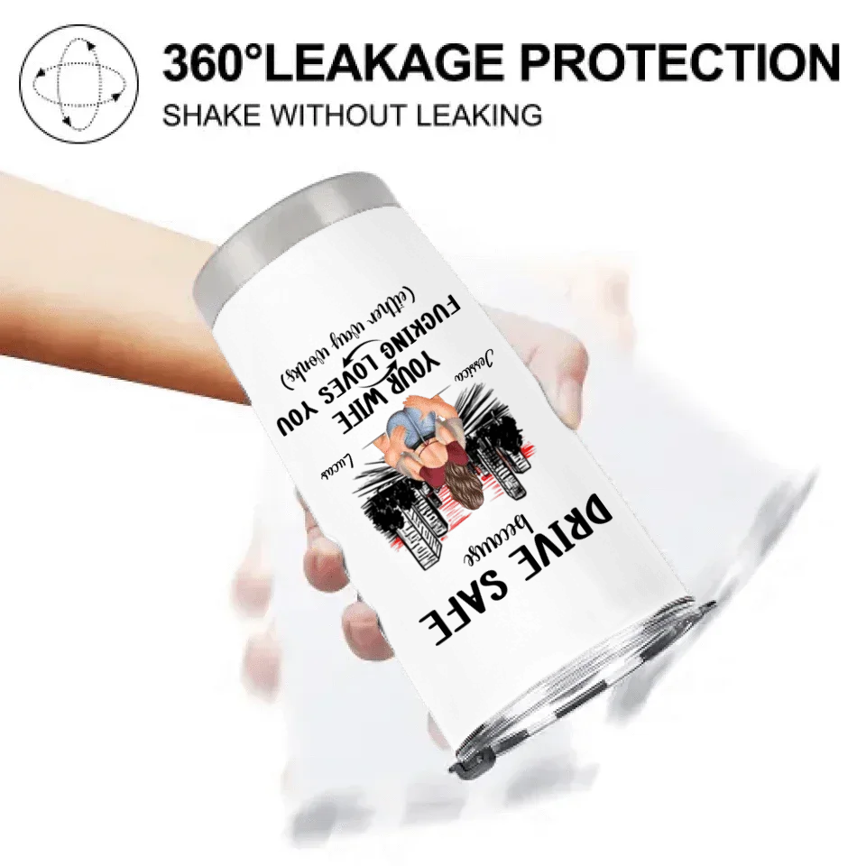 Customized Safe Driving Reminder Car Cup - Personalized Name and Character Safe Driving Themed Couple's Car Cup - A Gift For Husband,Boyfriend - Joliny