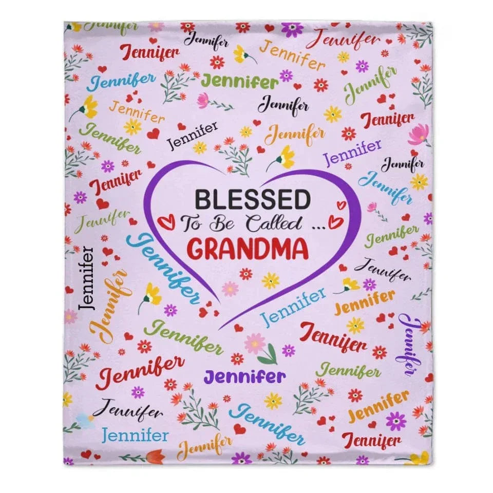 Customized Small Flower And Heart Pattern Blanket - Personalized Nickname And Name Flannel Blanket - Loving Gifts For Family Members,BFF - Joliny