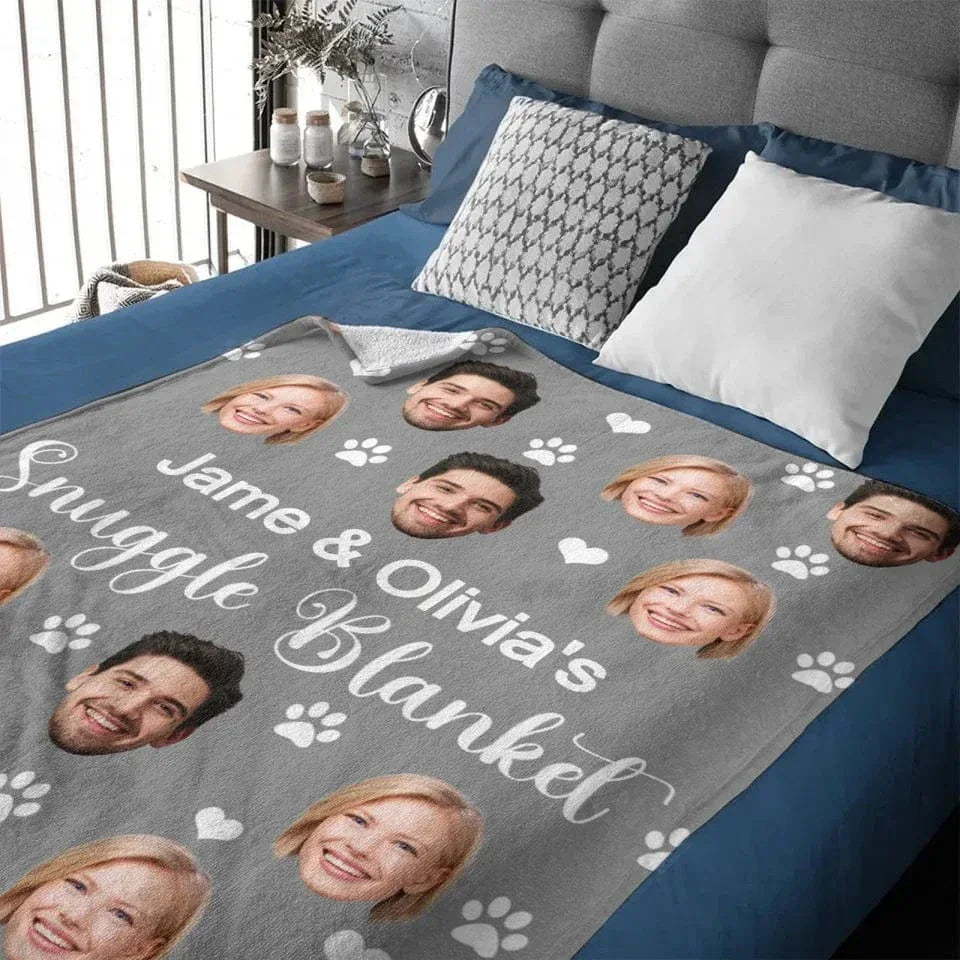 Customized Snuggle Blanket - Personalized Photo And Name Flannel Blanket - A Gift for Couples,Friend,Family - Joliny