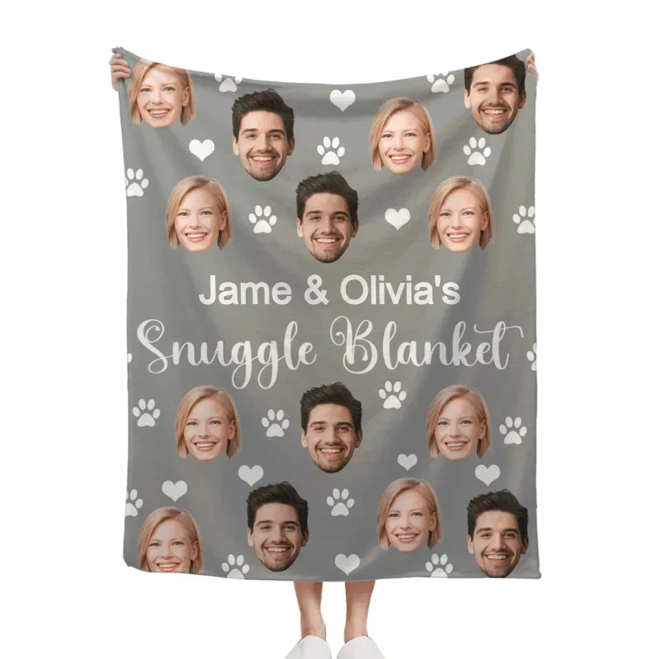 Customized Snuggle Blanket - Personalized Photo And Name Flannel Blanket - A Gift for Couples,Friend,Family - Joliny