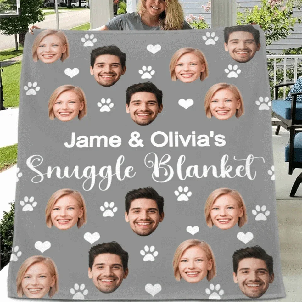 Customized Snuggle Blanket - Personalized Photo And Name Flannel Blanket - A Gift for Couples,Friend,Family - Joliny