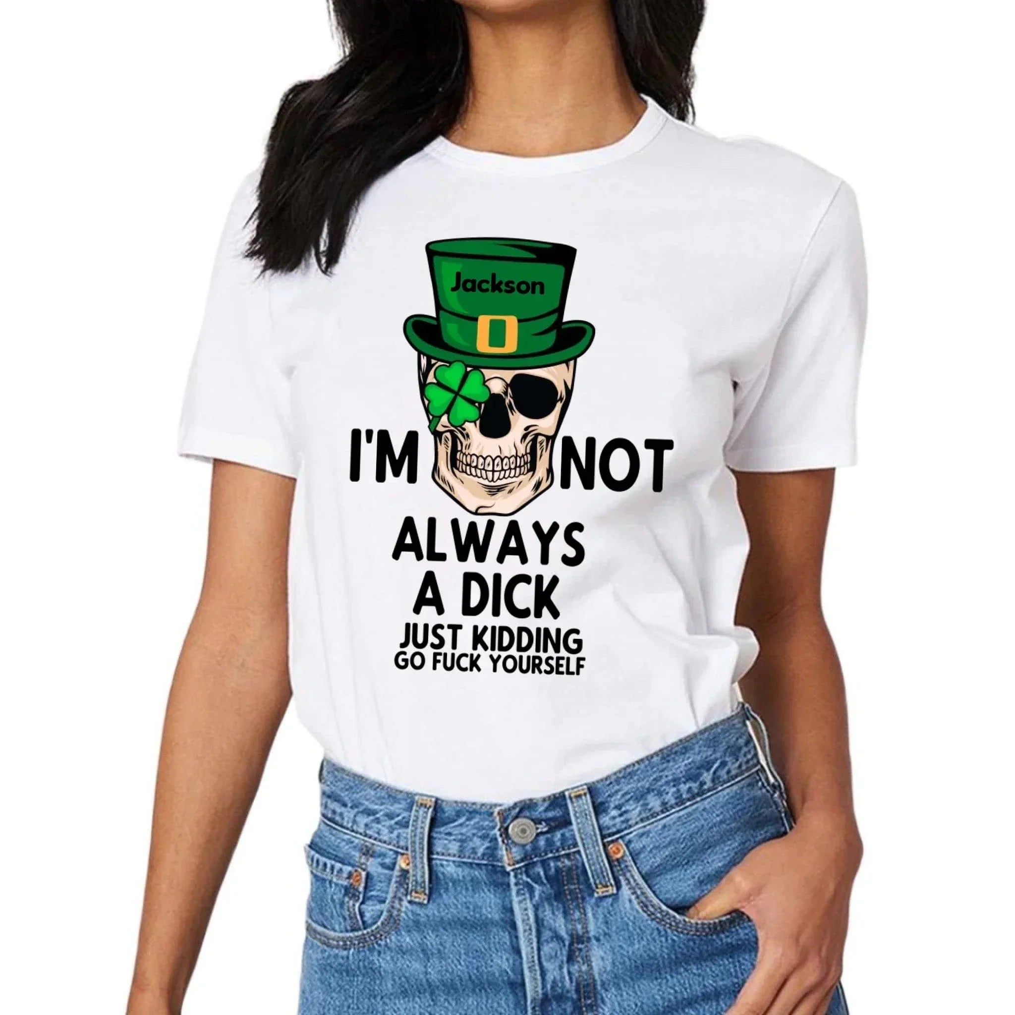 Customized St. Patrick's Day T-shirt - Personalized Name St. Patrick's Day Themed Skull Printed Clothes - A Gift For Friend,Family,Holiday Enthusiasts - Joliny