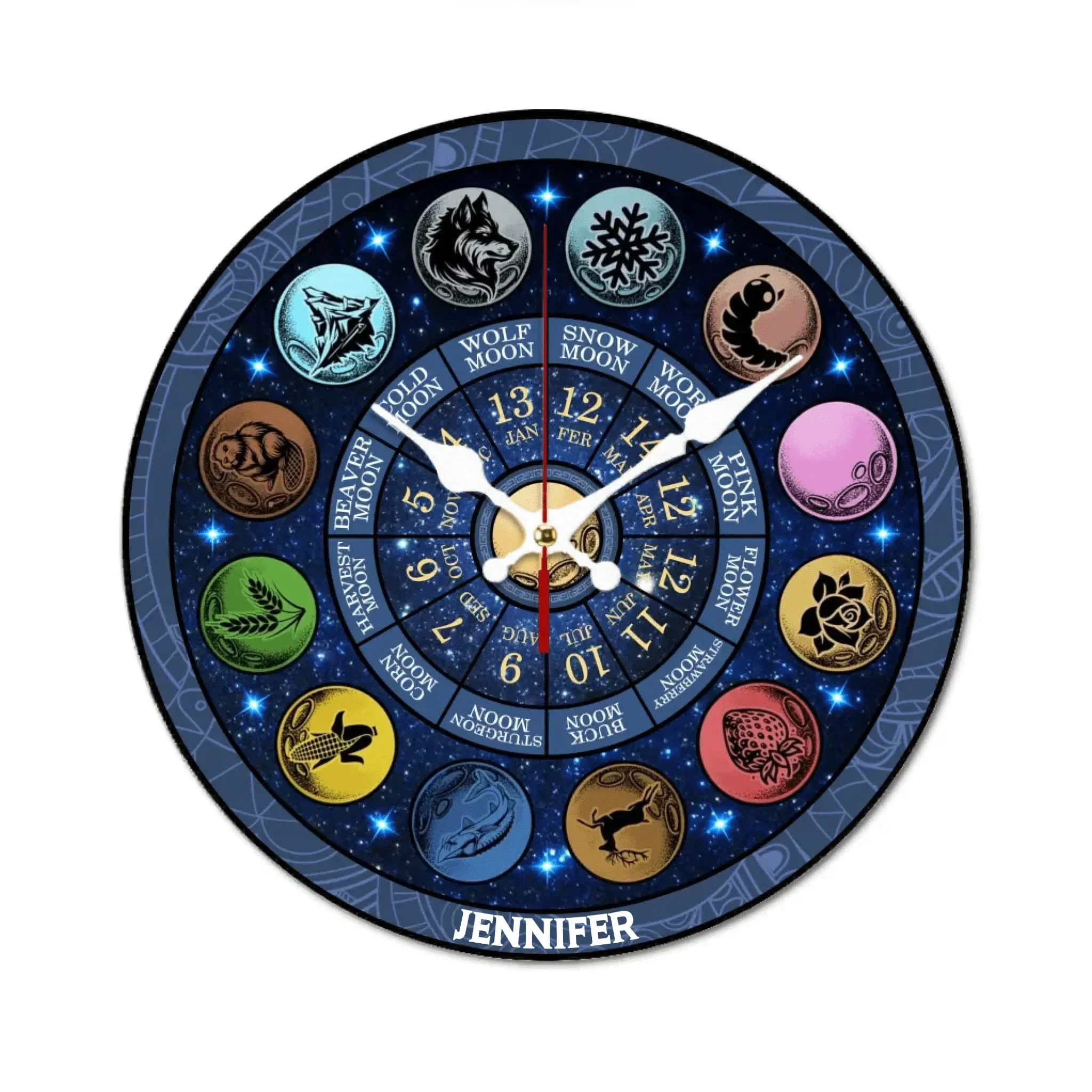 Customized Star Themed Clock - Personalized Name Starry Night Frameless Clock - A Gift For Friend,Family,Roommates,BFF - Joliny
