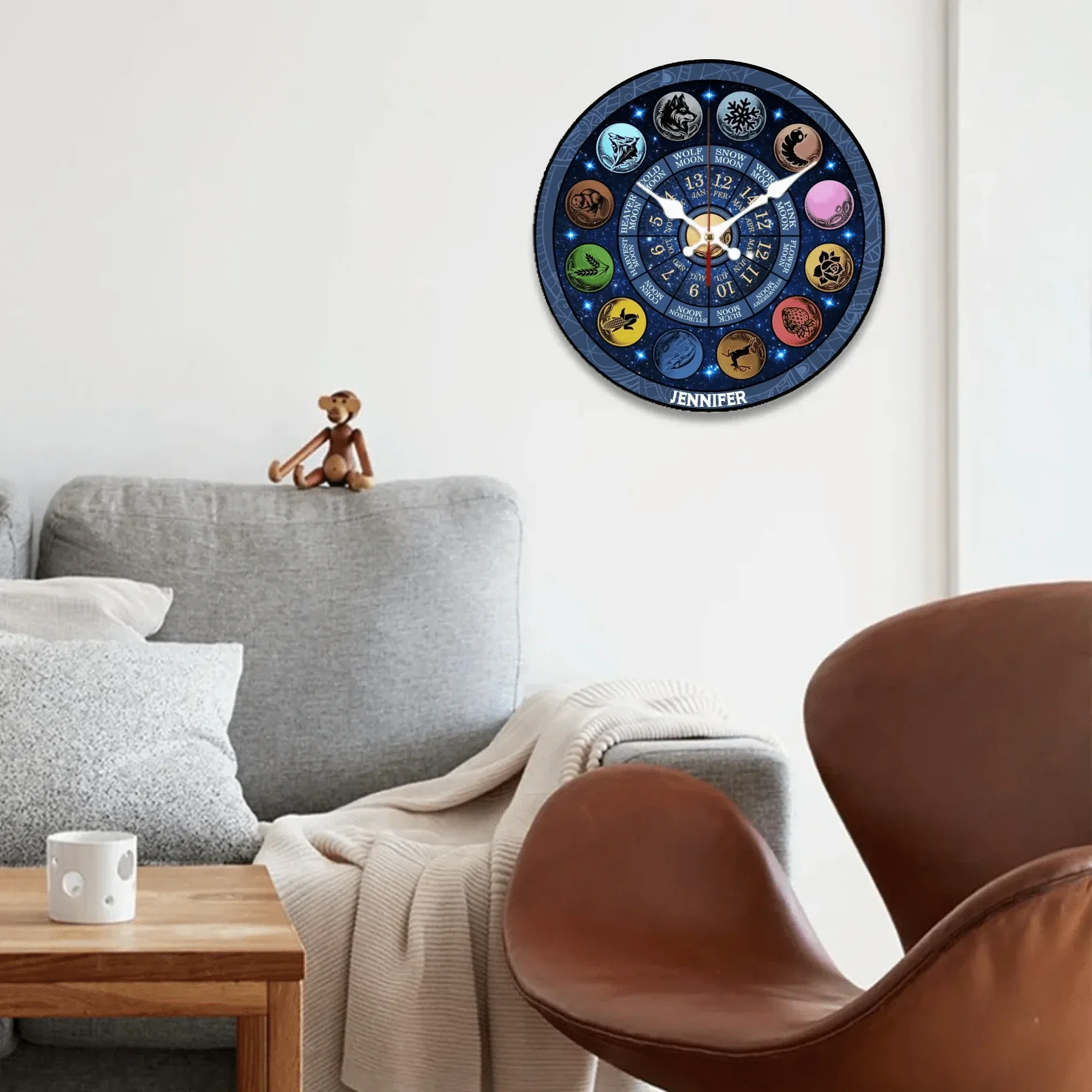 Customized Star Themed Clock - Personalized Name Starry Night Frameless Clock - A Gift For Friend,Family,Roommates,BFF - Joliny