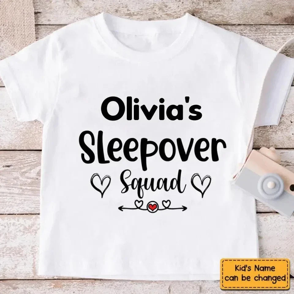 Customized Text and Backside Name Sleepover Squad Party Shirt - Joliny