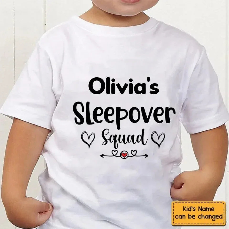 Customized Text and Backside Name Sleepover Squad Party Shirt - Joliny