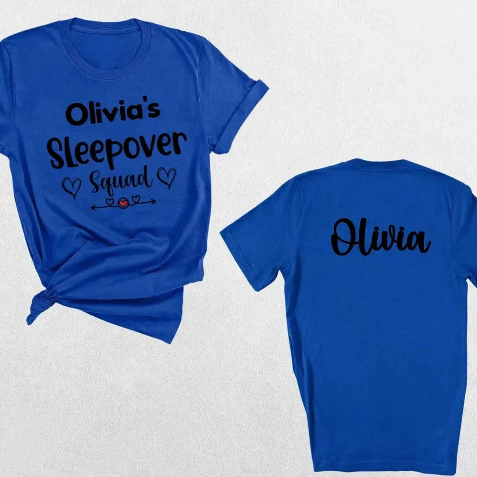 Customized Text and Backside Name Sleepover Squad Party Shirt - Joliny