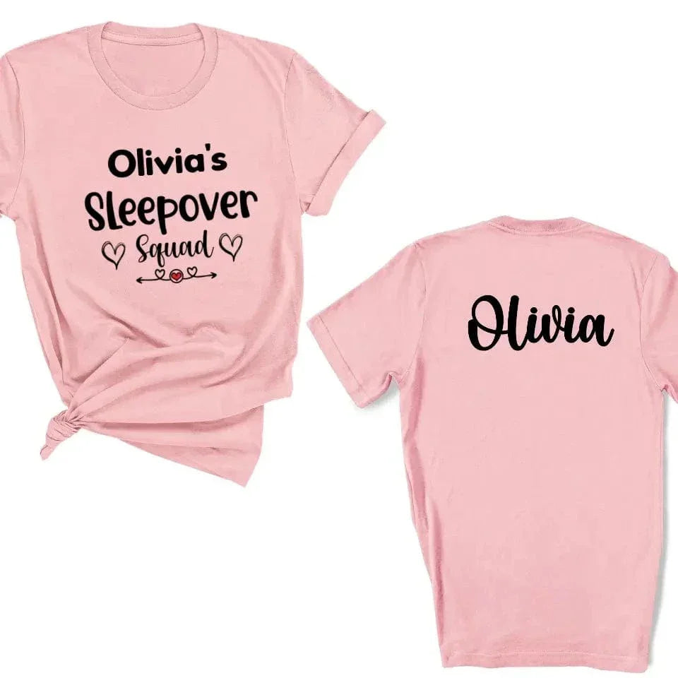 Customized Text and Backside Name Sleepover Squad Party Shirt - Joliny