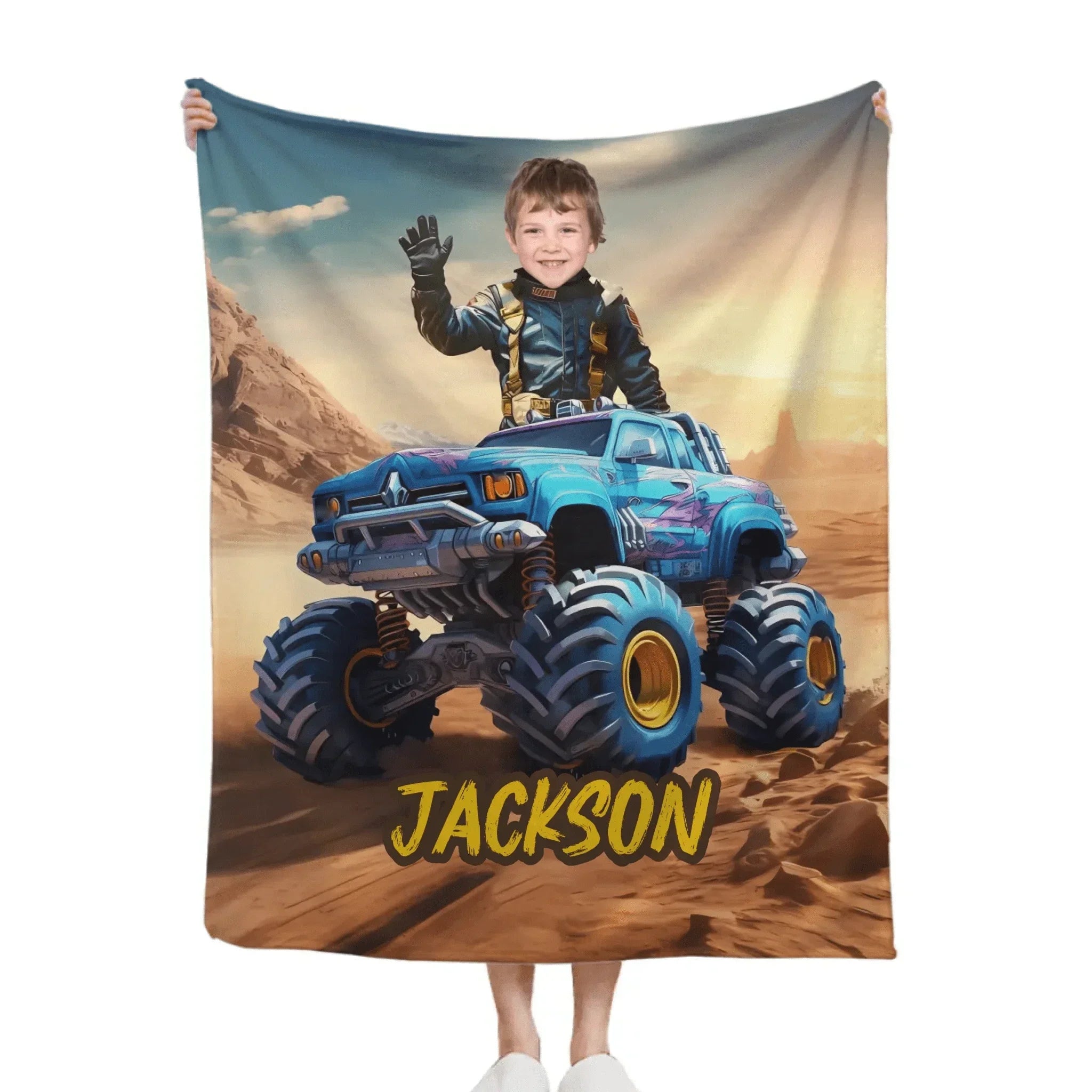 Customized Truck Blanket with Boy Name Picture,Personalized Kids Gift - Joliny