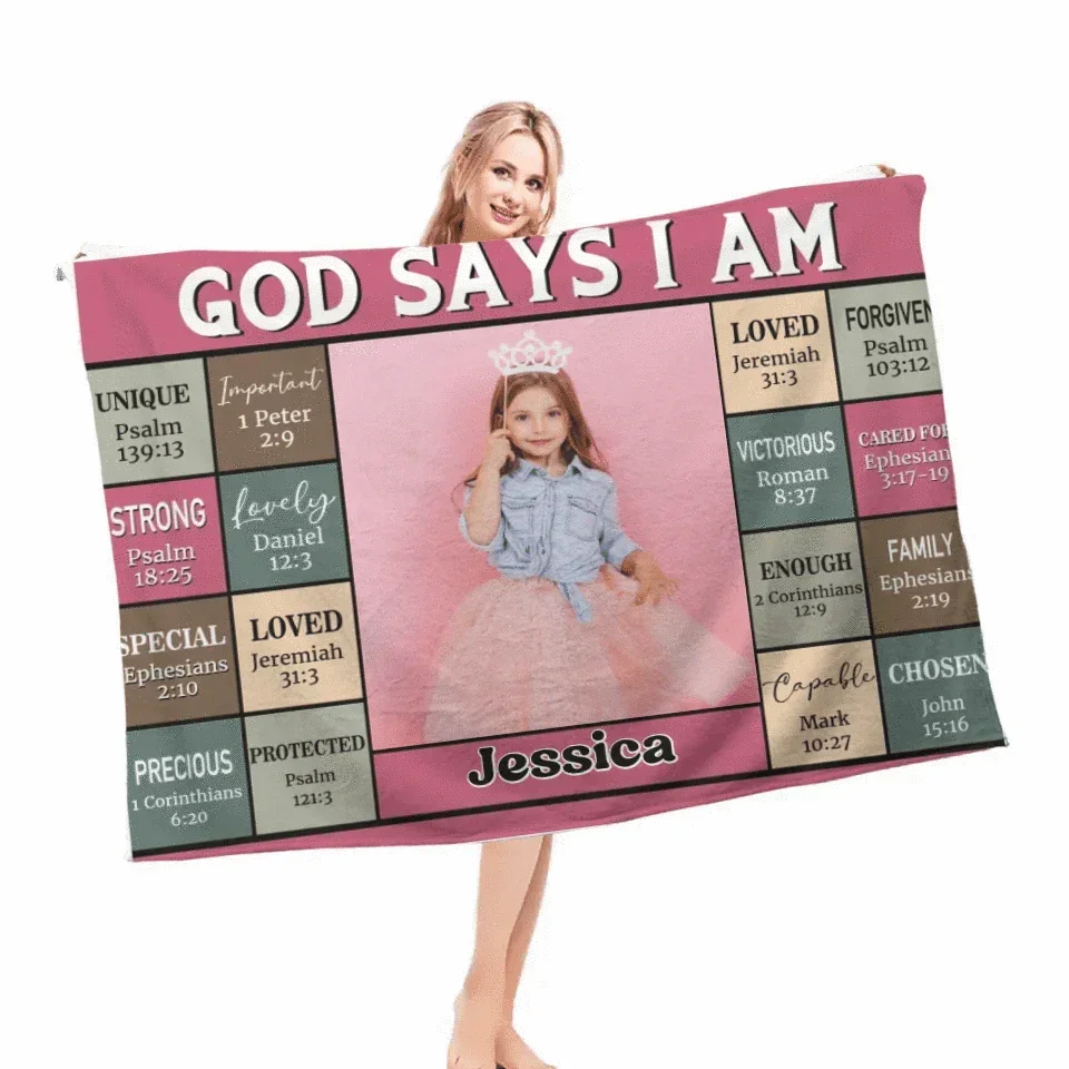Customized Warm Horizontal Blankets - Soft Facecloth Blanket Personalized With Child's Name And Photo - A Gift For Child - Joliny