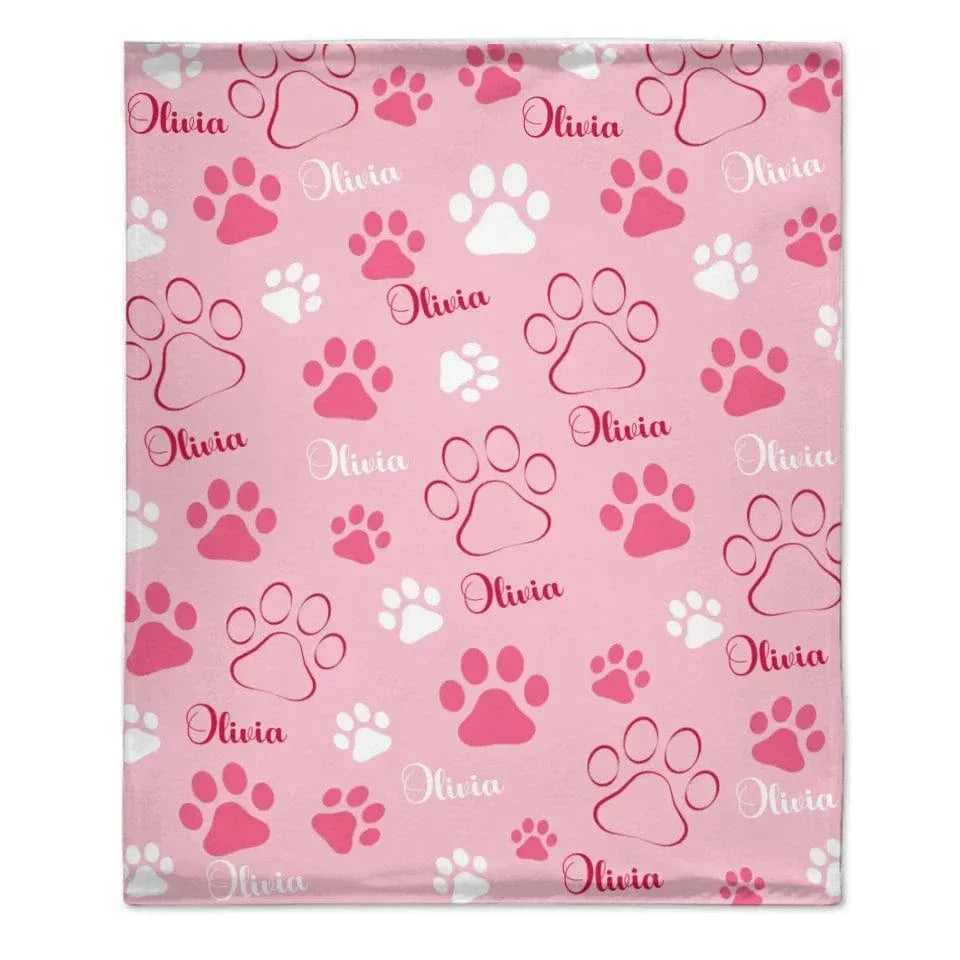 Cute Dog Paw Print - Personalized Name Custom Pet Name Blanket Personalized Dog Blanket - Gifts for Dog Lovers - Joliny