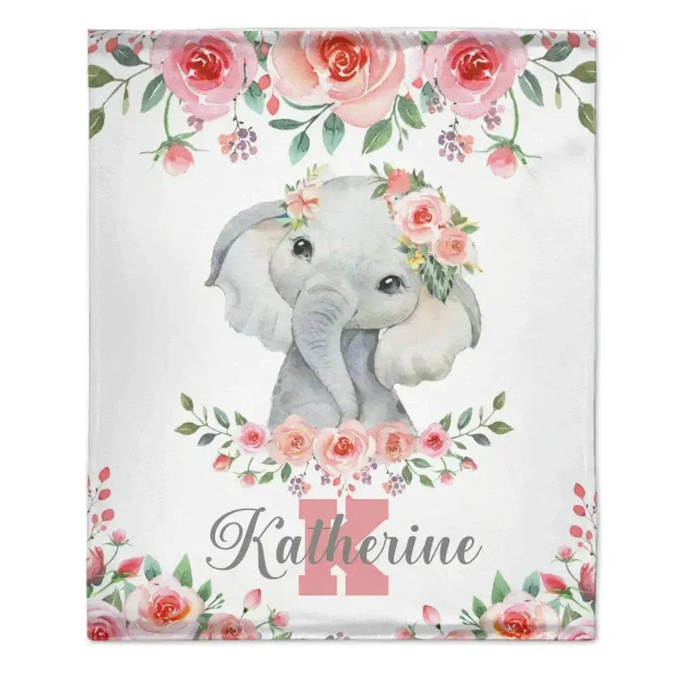 Cute Elephant - Personalised Name Blanket - Gifts for Children,Newborn,New Mom - Joliny