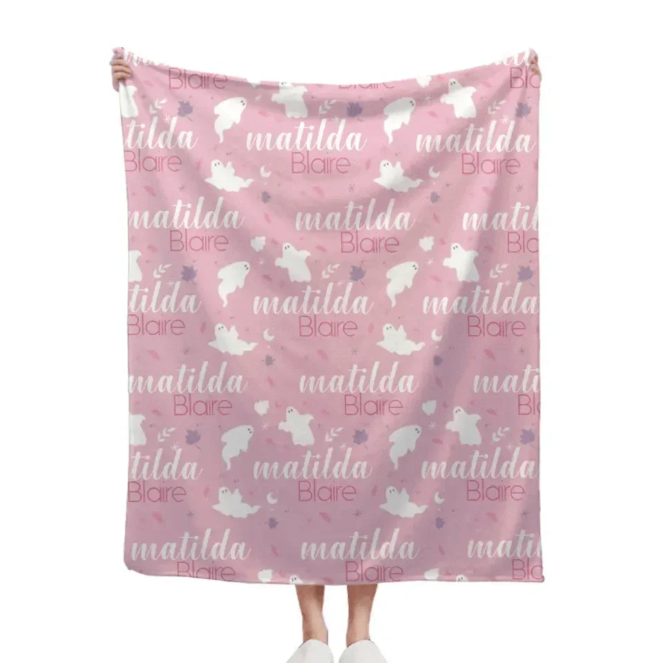 Cute Halloween Name Blanket, Personalized Ghost Blanket - Joliny