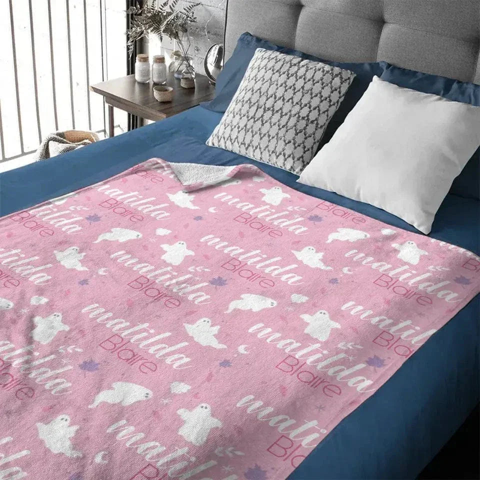 Cute Halloween Name Blanket, Personalized Ghost Blanket - Joliny