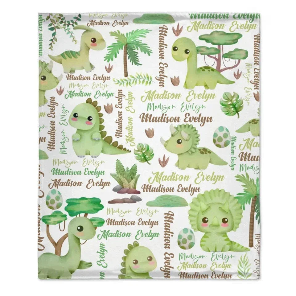 Cute Pastel Dinosaur - Personalised Name Dinosaur Blanket - Gifts for Girls,Dinosaur lovers,Newborns - Joliny