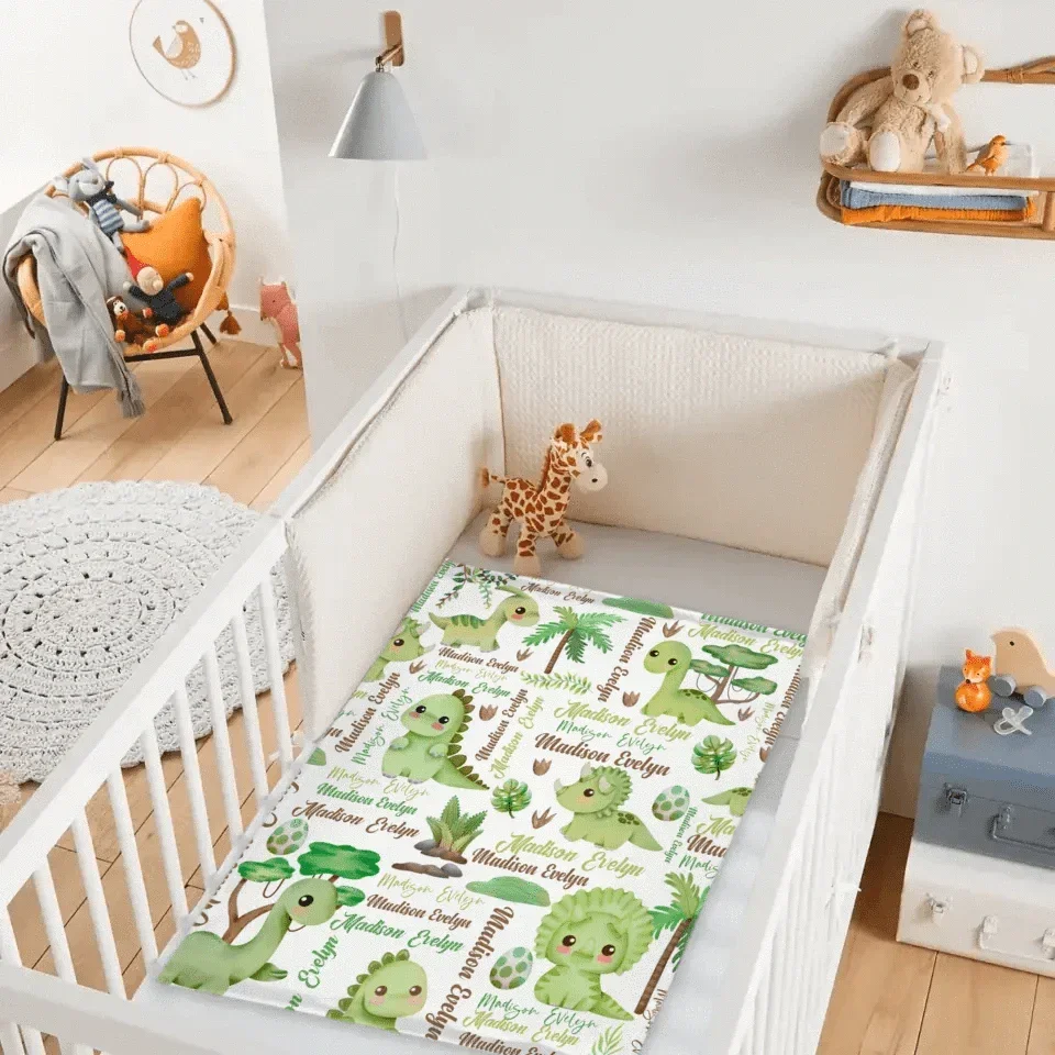 Cute Pastel Dinosaur - Personalised Name Dinosaur Blanket - Gifts for Girls,Dinosaur lovers,Newborns - Joliny