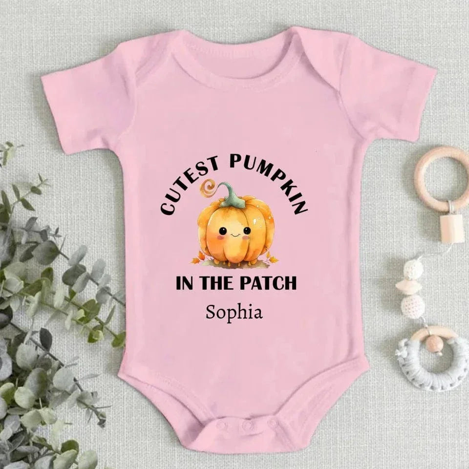 Cutest, Coolest, Sweetest Pumpkin Name Custom Personalization Cotton Baby Bodysuit Newborn Halloween Party Gift - Joliny