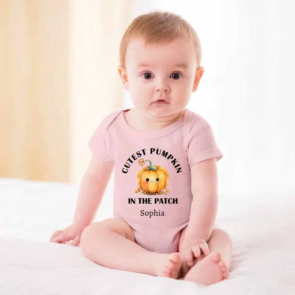 Cutest, Coolest, Sweetest Pumpkin Name Custom Personalization Cotton Baby Bodysuit Newborn Halloween Party Gift - Joliny