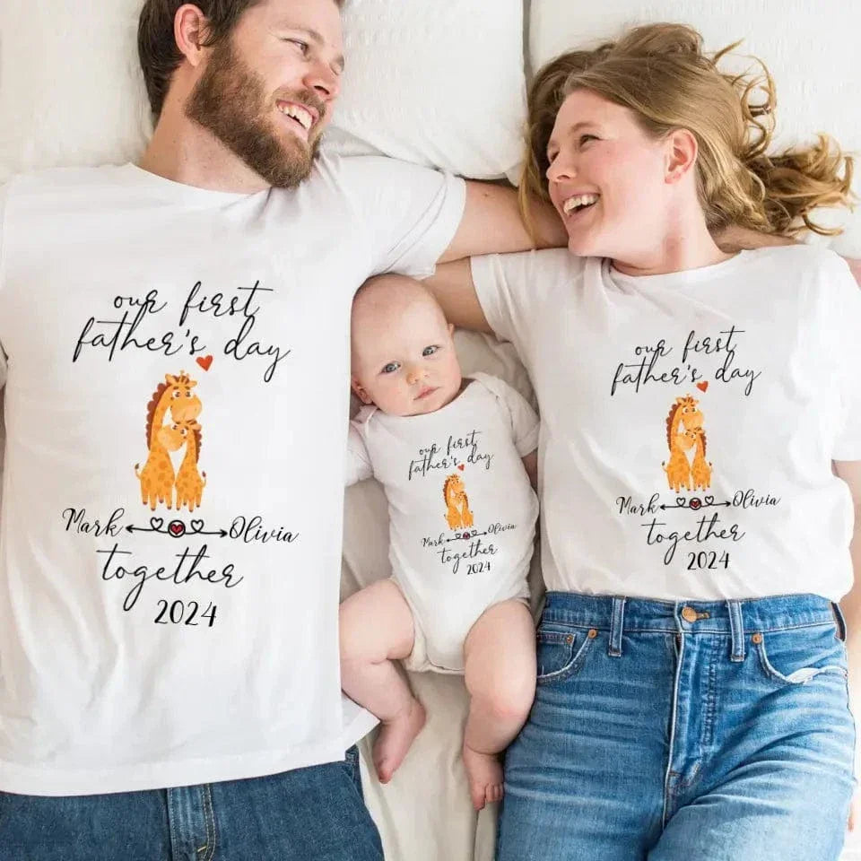 Dad And Me Matching Shirts - Our First Father's Day Custom Name Gift - Joliny