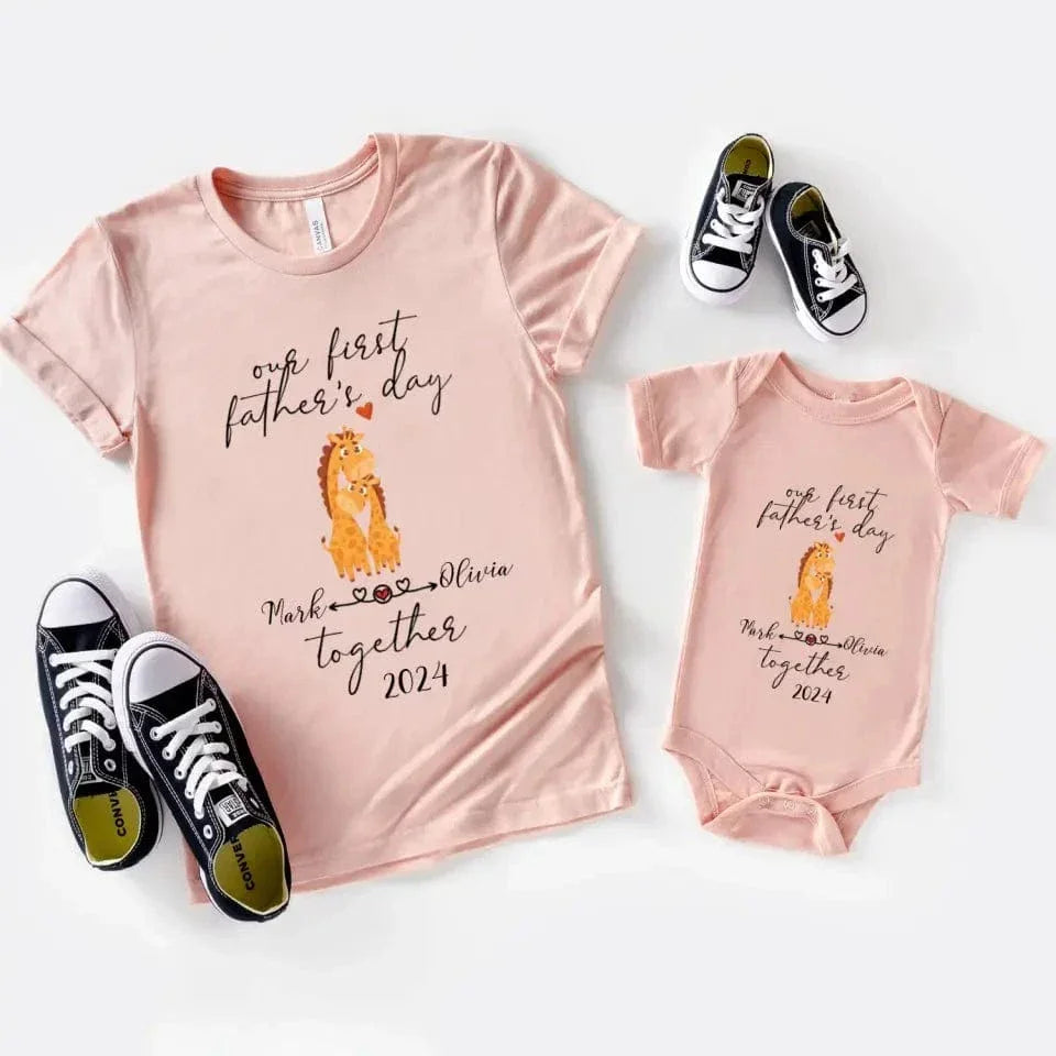 Dad And Me Matching Shirts - Our First Father's Day Custom Name Gift - Joliny
