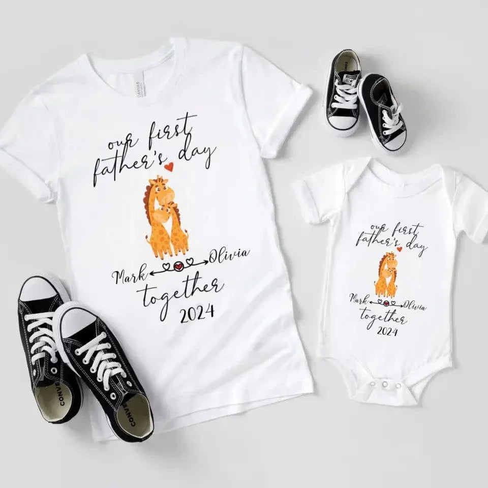 Dad And Me Matching Shirts - Our First Father's Day Custom Name Gift - Joliny