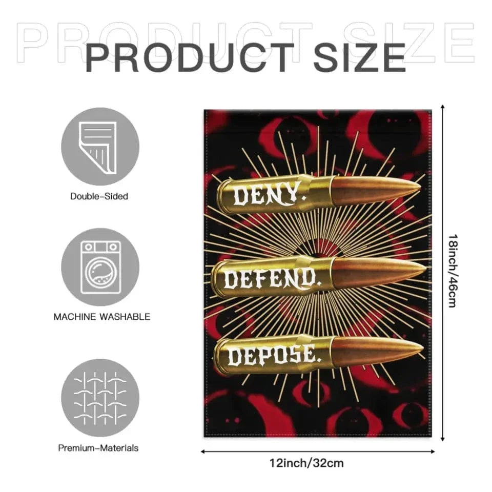 Deny,Defend and Depose Themed Bullet Decorative Flag - A Gift For Friend,Family,Colleagues,Roommates - Joliny