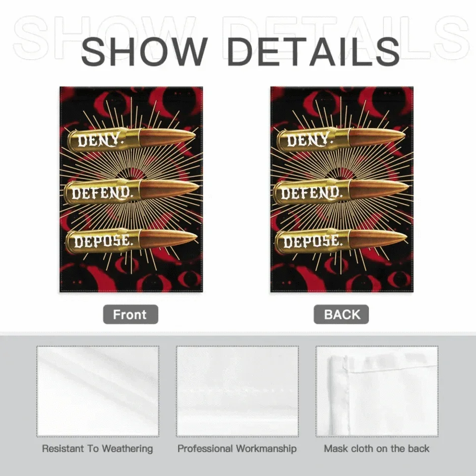 Deny,Defend and Depose Themed Bullet Decorative Flag - A Gift For Friend,Family,Colleagues,Roommates - Joliny