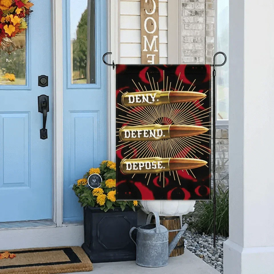 Deny,Defend and Depose Themed Bullet Decorative Flag - A Gift For Friend,Family,Colleagues,Roommates - Joliny