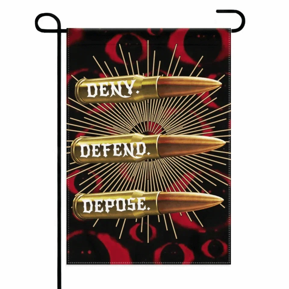 Deny,Defend and Depose Themed Bullet Decorative Flag - A Gift For Friend,Family,Colleagues,Roommates - Joliny