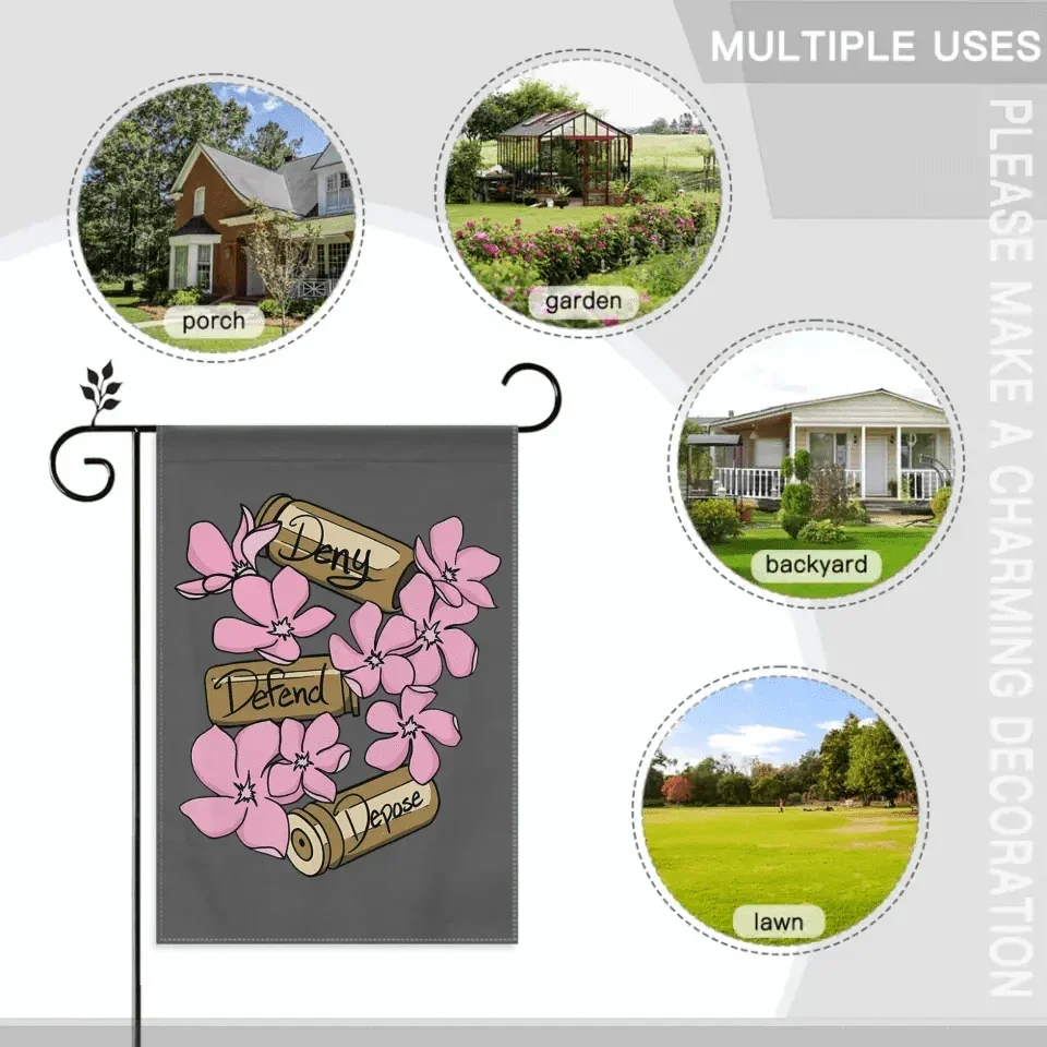 Deny,Defend and Depose Themed Pink Flower Decorative Flag - A Gift For Friend,Family,Colleagues,Roommates - Joliny