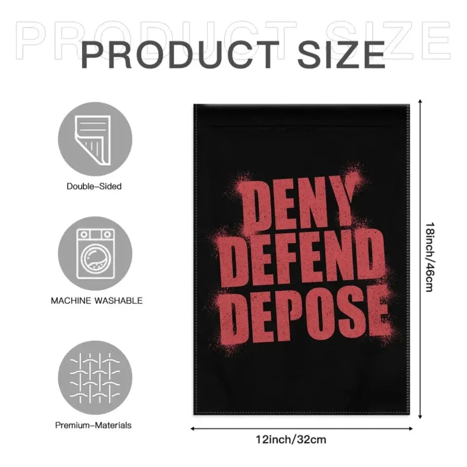 Deny,Defend and Depose Themed Spray Paint Text Effect Garden Decorative Flag - A Gift For Friend,Family,Colleagues,Roommates - Joliny