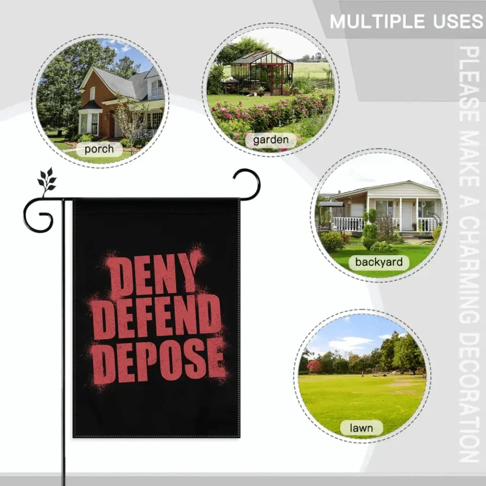 Deny,Defend and Depose Themed Spray Paint Text Effect Garden Decorative Flag - A Gift For Friend,Family,Colleagues,Roommates - Joliny