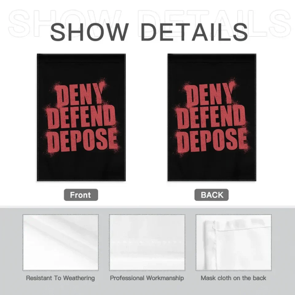 Deny,Defend and Depose Themed Spray Paint Text Effect Garden Decorative Flag - A Gift For Friend,Family,Colleagues,Roommates - Joliny