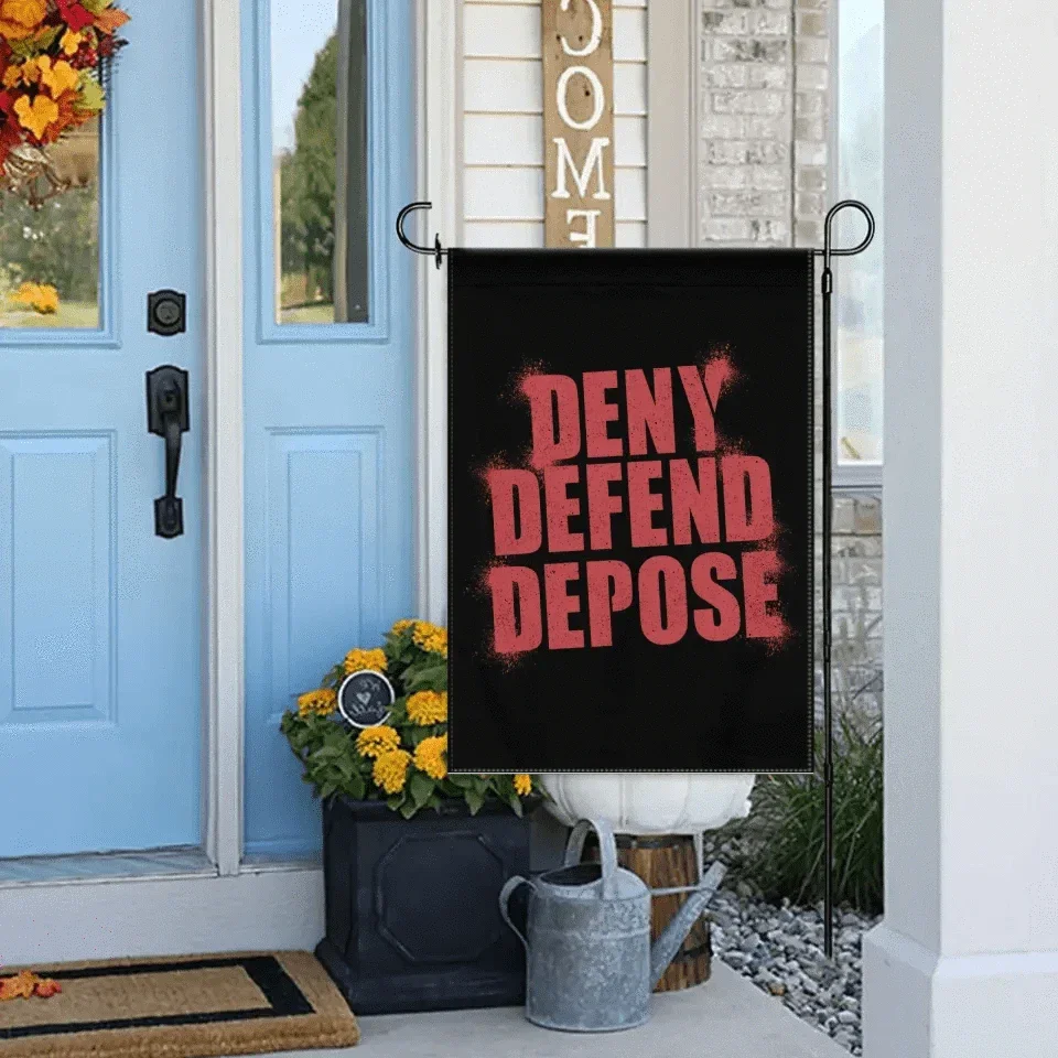 Deny,Defend and Depose Themed Spray Paint Text Effect Garden Decorative Flag - A Gift For Friend,Family,Colleagues,Roommates - Joliny