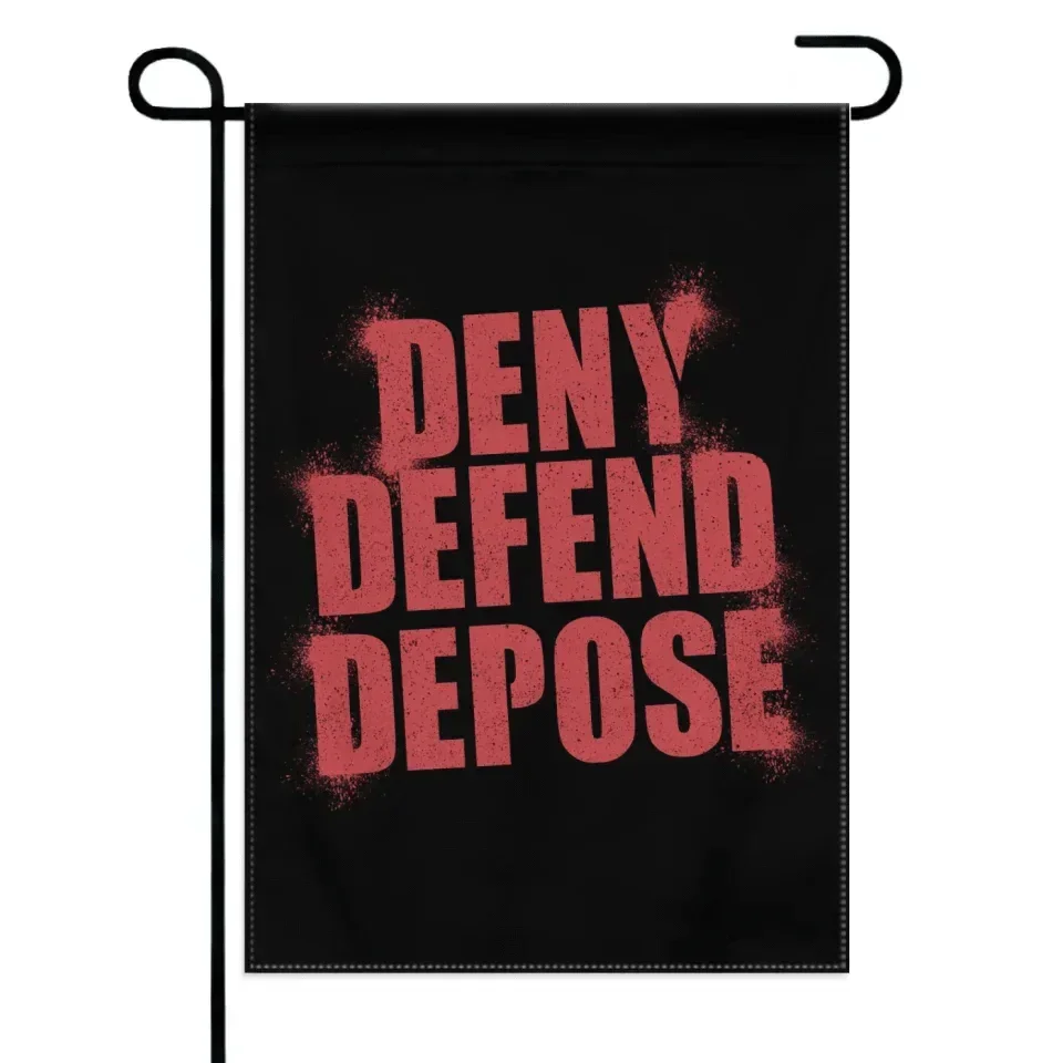 Deny,Defend and Depose Themed Spray Paint Text Effect Garden Decorative Flag - A Gift For Friend,Family,Colleagues,Roommates - Joliny