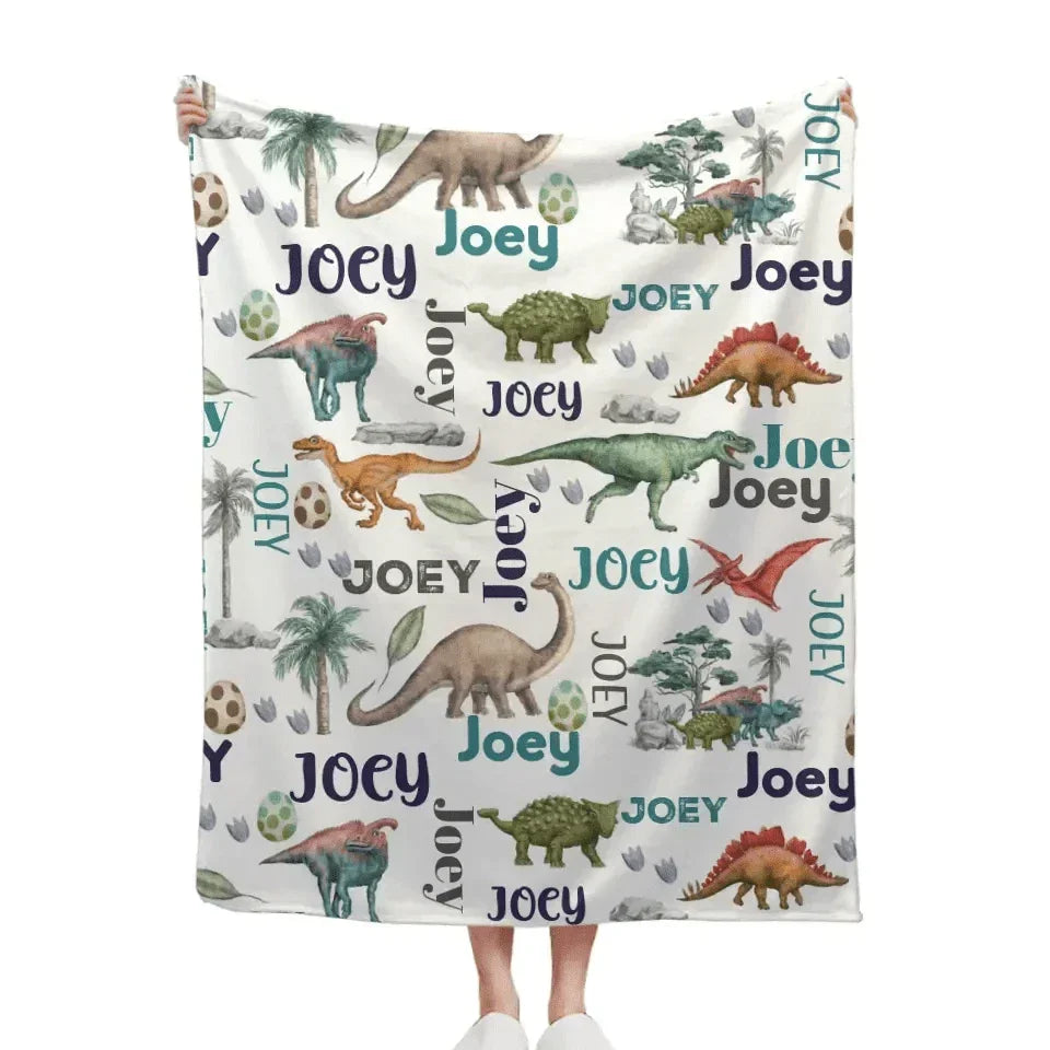 Dinosaur Century - Personalised Name Dinosaur Blanket - Gifts for Children,family - Joliny
