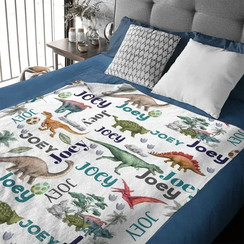 Dinosaur Century - Personalised Name Dinosaur Blanket - Gifts for Children,family - Joliny