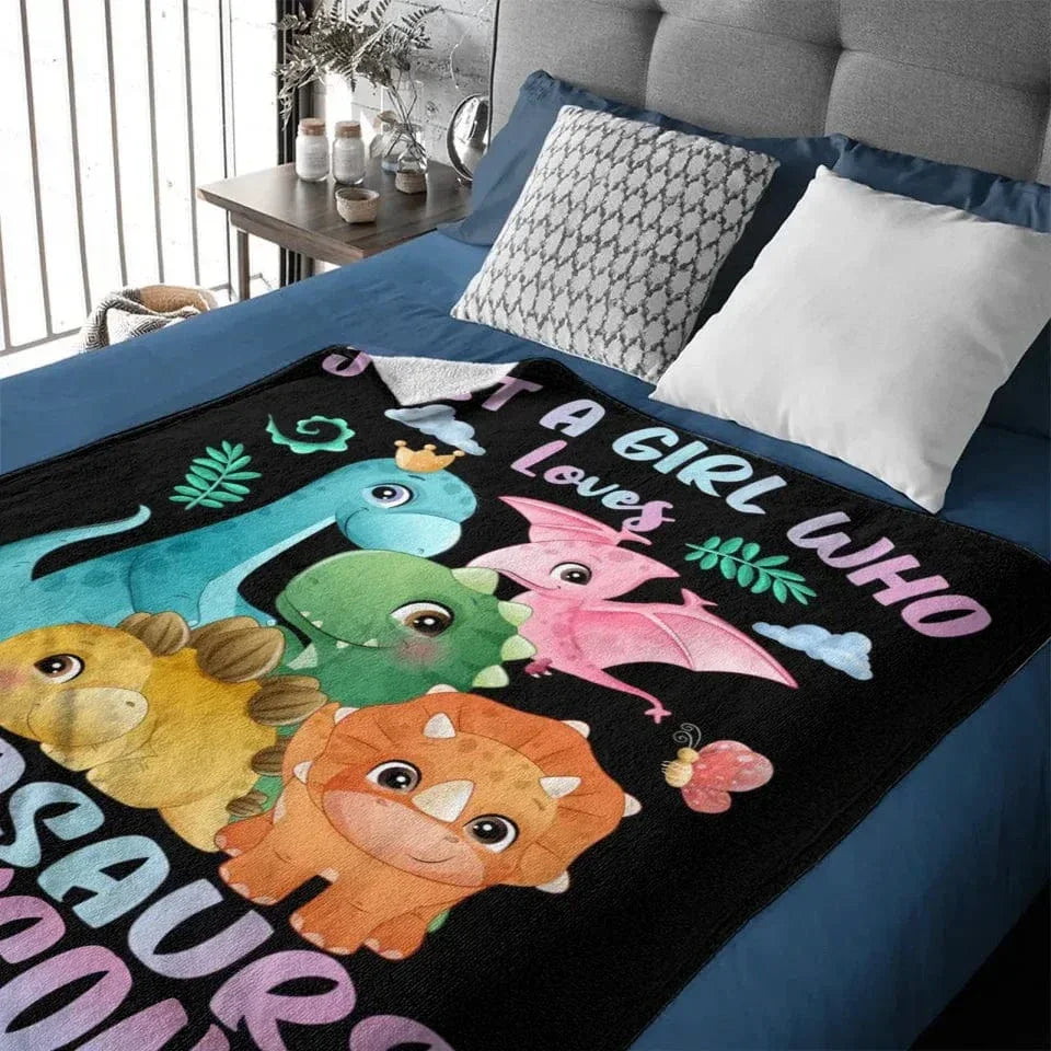 Dinosaurs - Personalised Name Dinosaur Blanket - Gifts for Girls,Dinosaur lovers - Joliny