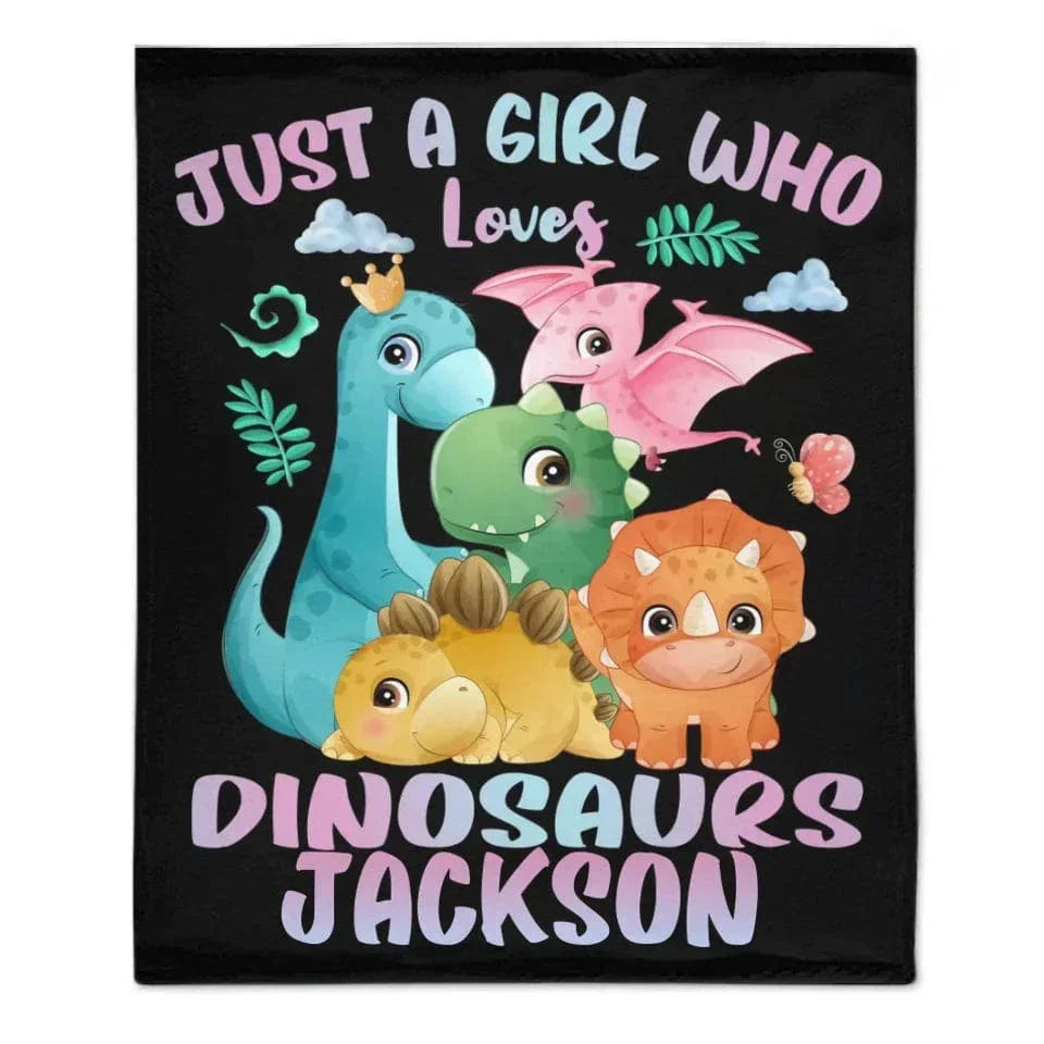 Dinosaurs - Personalised Name Dinosaur Blanket - Gifts for Girls,Dinosaur lovers - Joliny