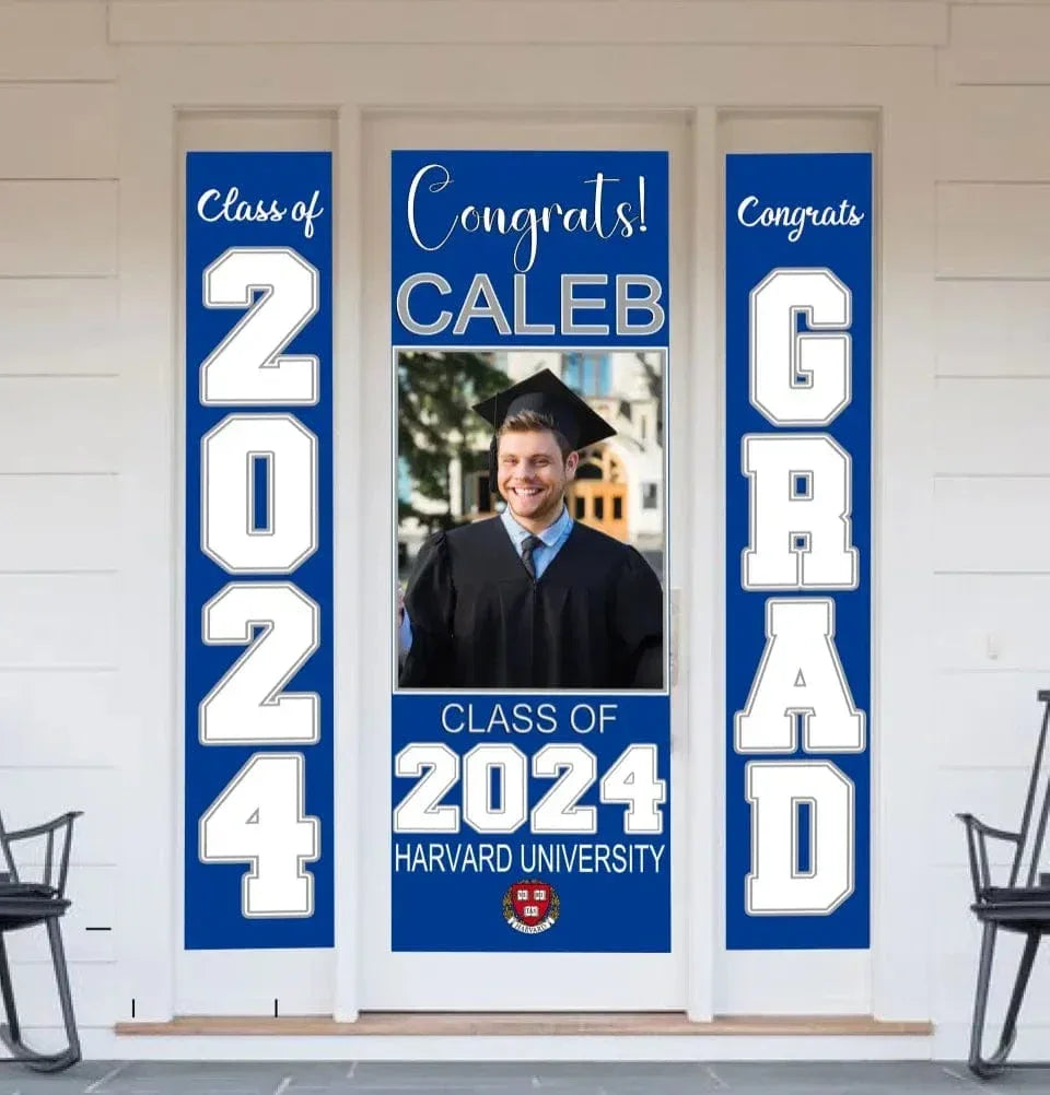 Customized Picture School Badge Congratulations to the Class of 2024 Door Banner - Joliny