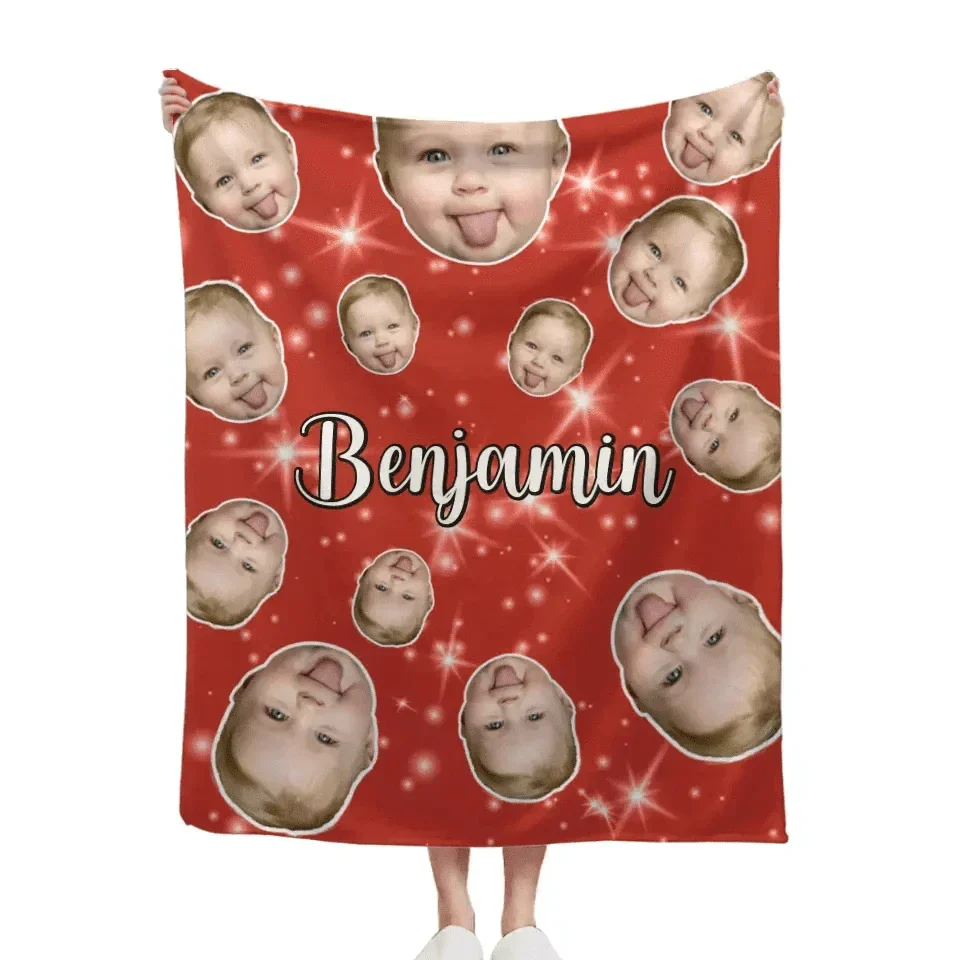Face Blanket, Personalized Blanket with Photo, Blanket with Baby Pet Human Face - Joliny