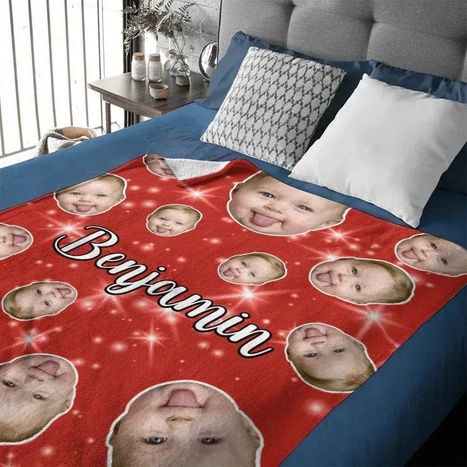 Face Blanket, Personalized Blanket with Photo, Blanket with Baby Pet Human Face - Joliny
