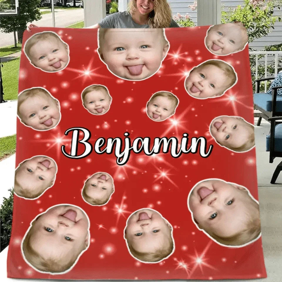 Face Blanket, Personalized Blanket with Photo, Blanket with Baby Pet Human Face - Joliny
