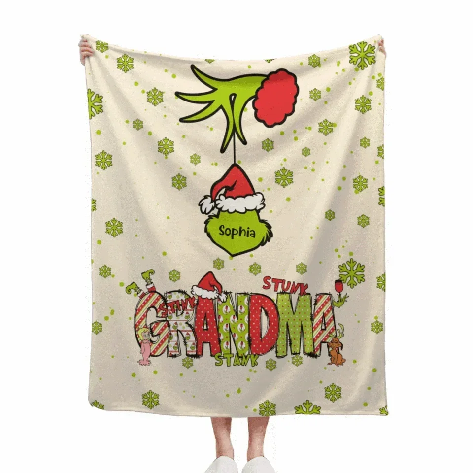 Family Christmas Blanket With Customizable Nicknames - Cozy Christmas Blanket Personalized with Nicknames and Family Names - A Gift For Family - Joliny
