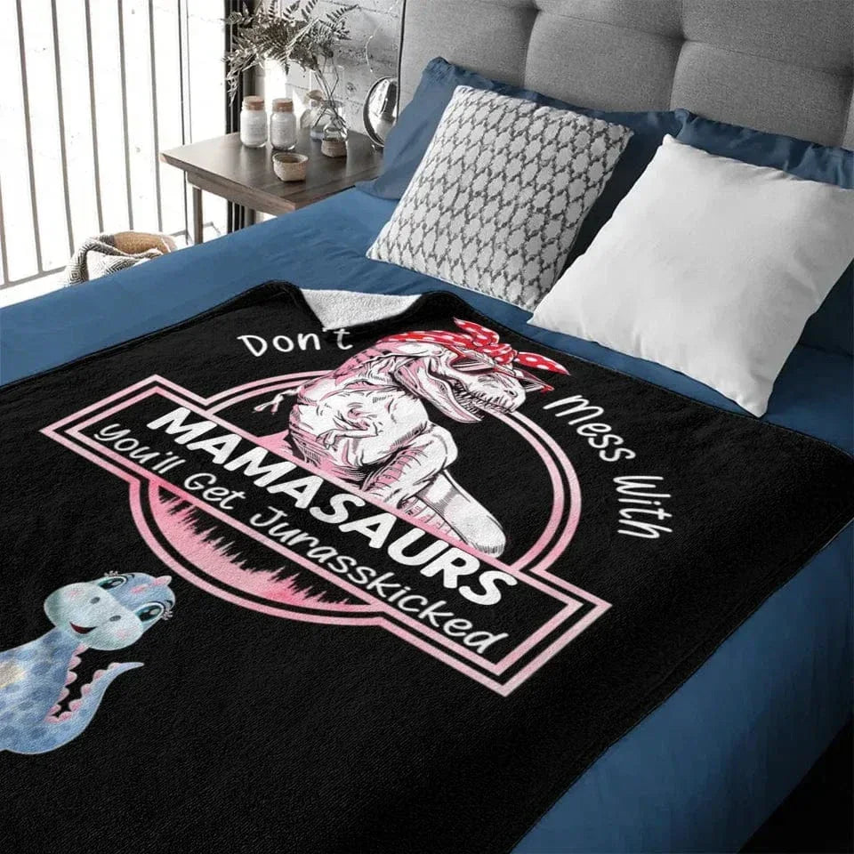 Family Customised Dinosaur Blanket - Personalised Name And Dinosaur Print Blanket - A Gift For Family,Mom - Joliny