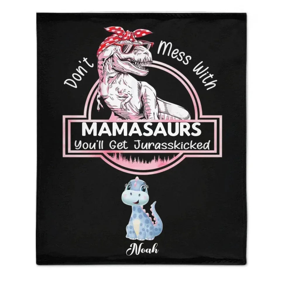 Family Customised Dinosaur Blanket - Personalised Name And Dinosaur Print Blanket - A Gift For Family,Mom - Joliny