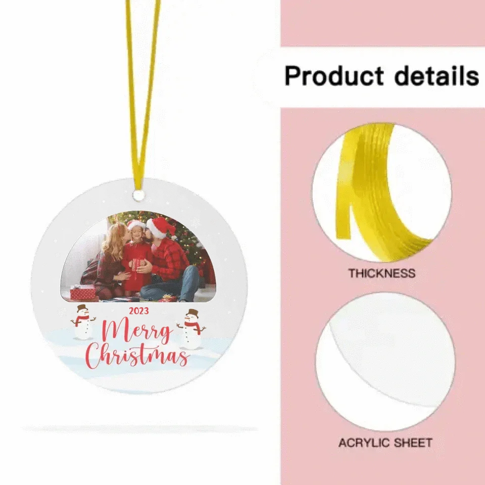 Family Keepsake - Personalized Circle Acrylic Photo Ornament - Joliny