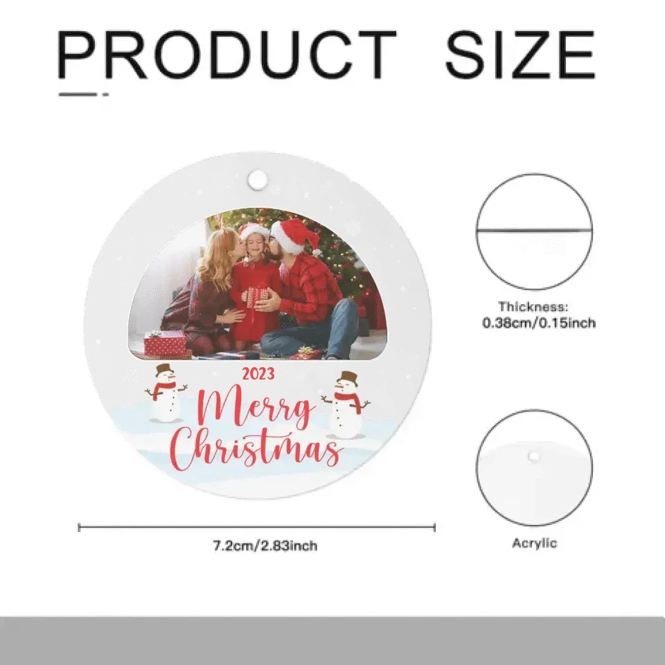 Family Keepsake - Personalized Circle Acrylic Photo Ornament - Joliny