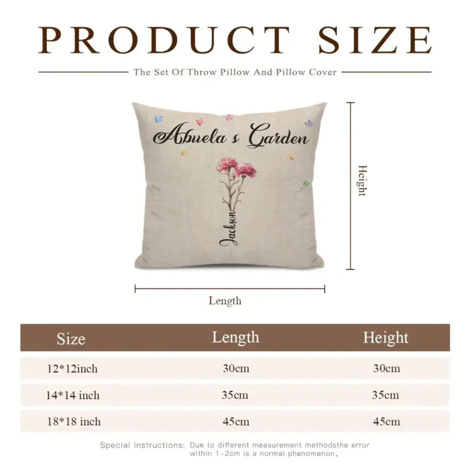 Family Personalized Custom Pillow - Grandma's Garden - Joliny